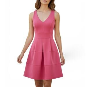 Jessica Simpson Pink Crisscross Back V-Neck Sleeveless Fit & Flare Dress Sz 8